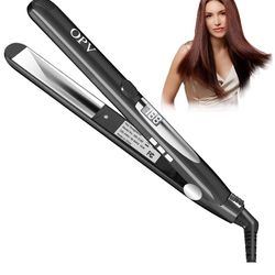 Hair Straightener Professional Flat Iron Ceramic Tourmaline Straightens Curls 2in1 Instant Heating in 30s Digital LCD Display 1 Inch Adjustable Temp 2