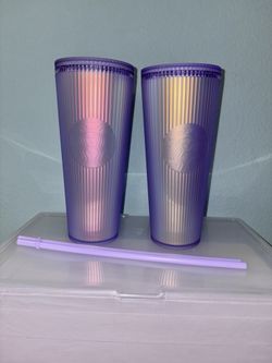 Starbucks Lilac Purple Iridescent Pleated Cold Cup Tumbler