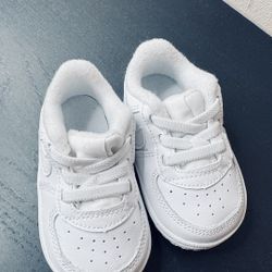 Nike Force 1 Crib Booties Shoes Size 3 CBaby Infant Triple White 