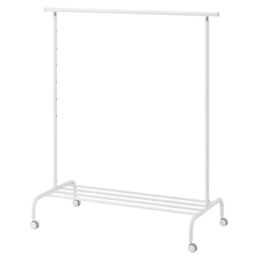 IKEA White Adjustable Clothes Rack with Wheels – $10 each (2 available)