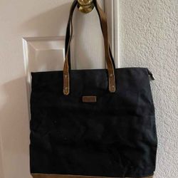 Women Leather Canvas Tote Bag, Water Resistant Vintage Shopper Work Tote