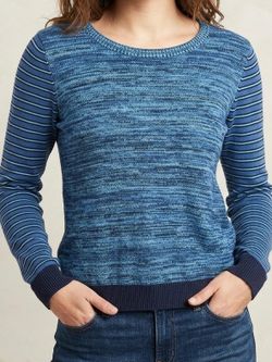 GAP blue marled sweater with striped sleeves