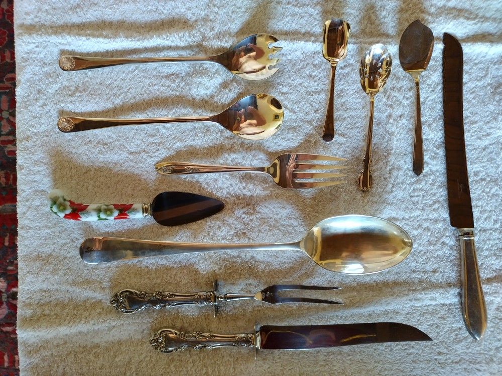 Assorted Plated Silver Serving Pieces