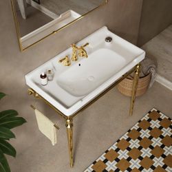 #500AB- 36 Inches White Bathroom Basin Ceramic with 3 pre-drilled hole