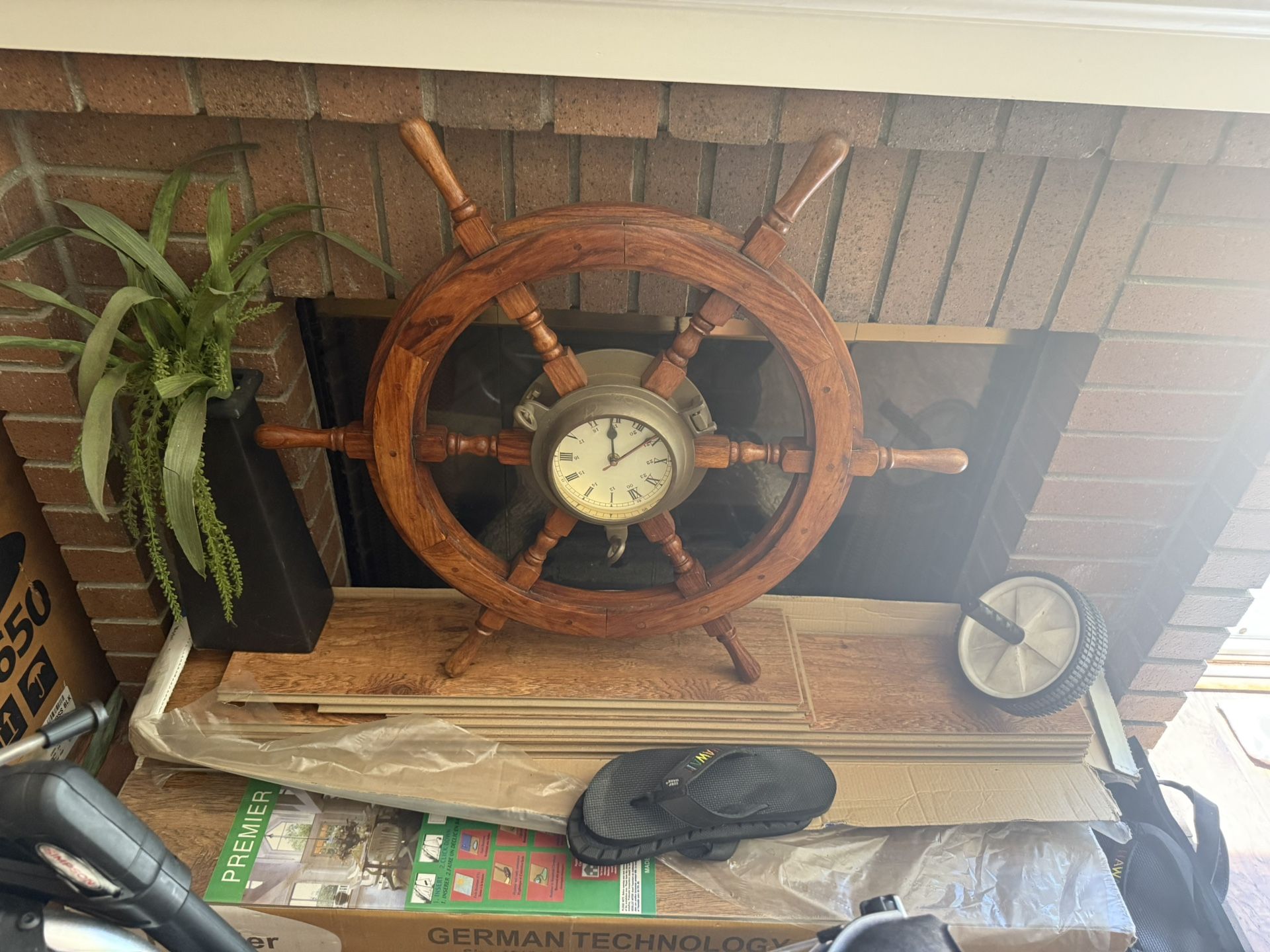 Quartermaster Clock And Brass Sailboat