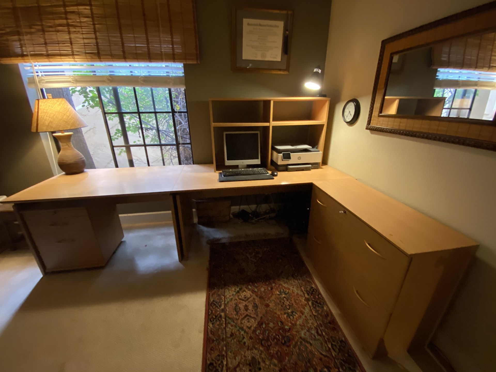 COPENHAGEN/DENMARKET complete office suite: 2 desks, 2 filing cabinets, and shelving units. ONLY $275