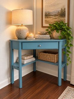 Blue Corner Desk with Drawer