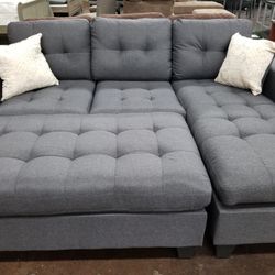 Charcoal Grey Sectional With Ottoman 