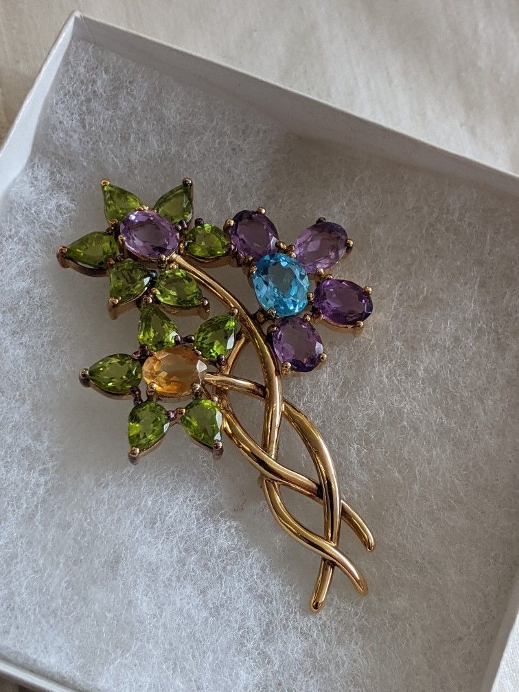 GOLD OVER STERLING 925 Estate Pin Natural