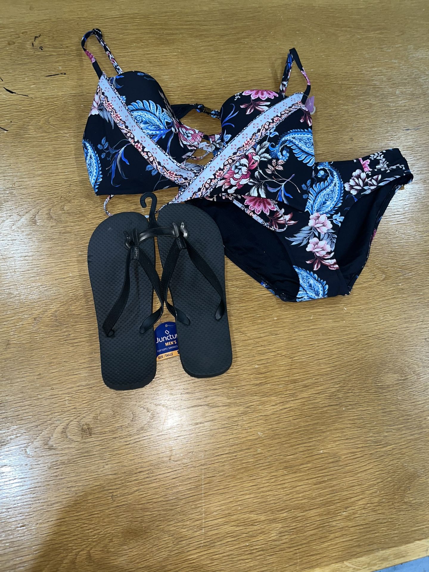 Black Floral Bikini Size 10