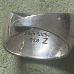 Juan Willie Silver .925 Navajo Silversmith vintage adjustable ring 7-8 