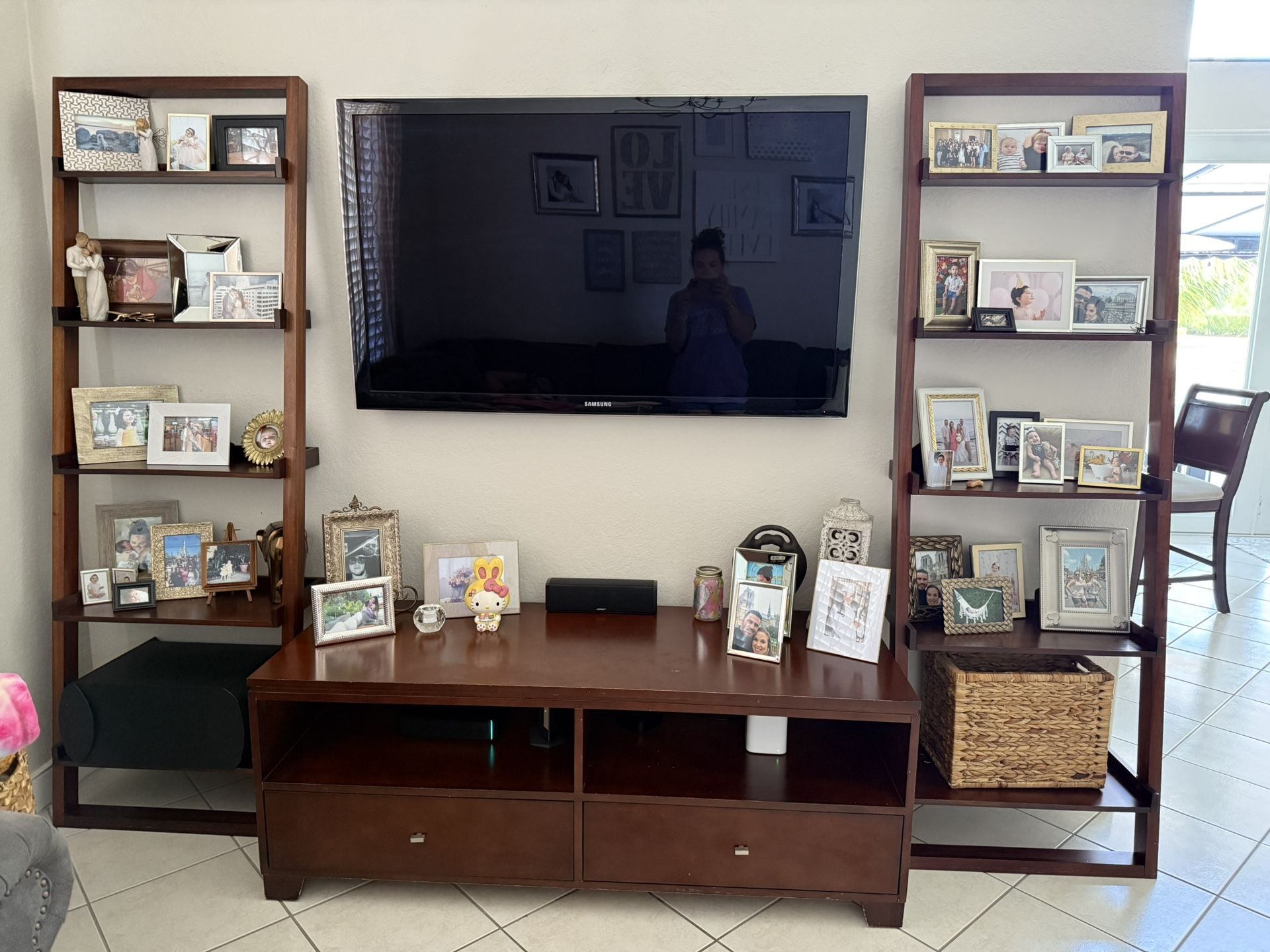 Solid Wood Tv Console And shelves 