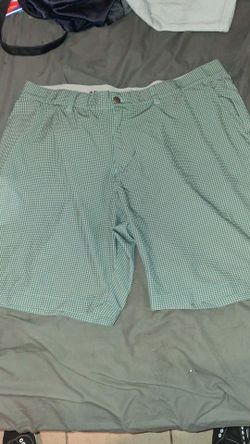 Mens green plaid Adidas shorts size 38