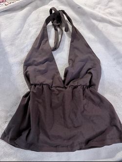 Brown Halter Neck Crop Top