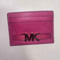 MICHAEL KORS REED ELECTRIC PNK LG CARD HOLDER LEATHER