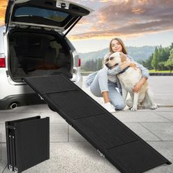 DOG CAR RAMP LARGE DOGS, FOLDABLE STEPS ALUMINUM cat STAIRS pet NONSLIP SURFACE injury 