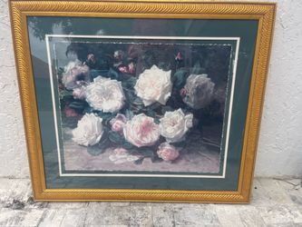 Large print in solid wood gold frame.