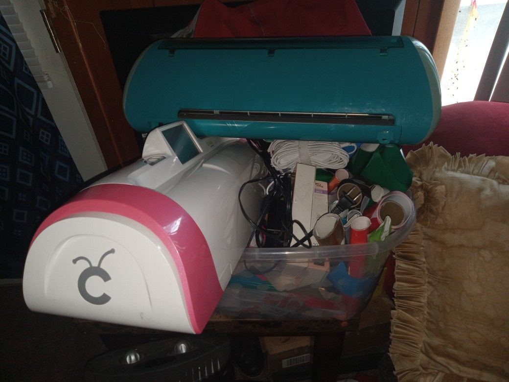2 Cricut Cutters, Heat Press, & Startup Materials