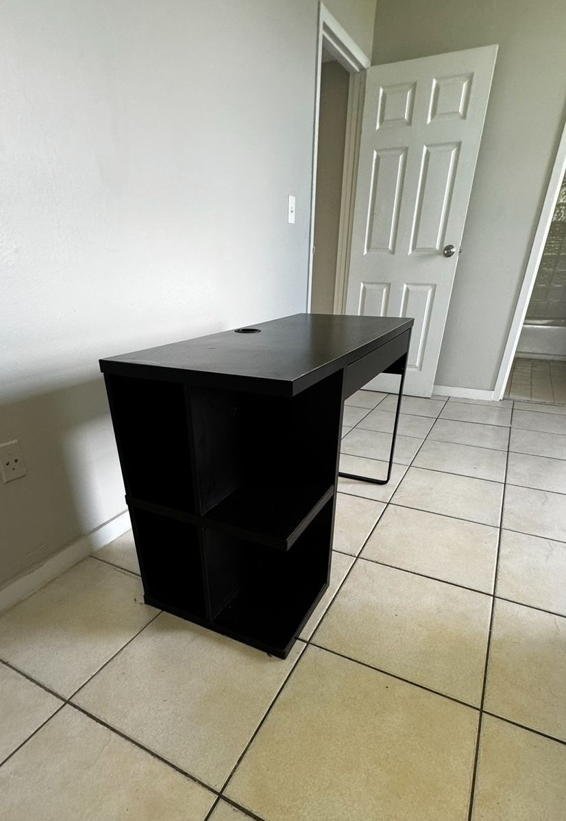 Modern Desk With Shelves Black - If Post Is Up It’s Still Available