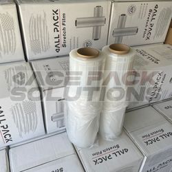 2 Rolls 18”x1500ft 80 Gauge Heavy Duty Pallet Wrap Stretch Film Shrink Wrap