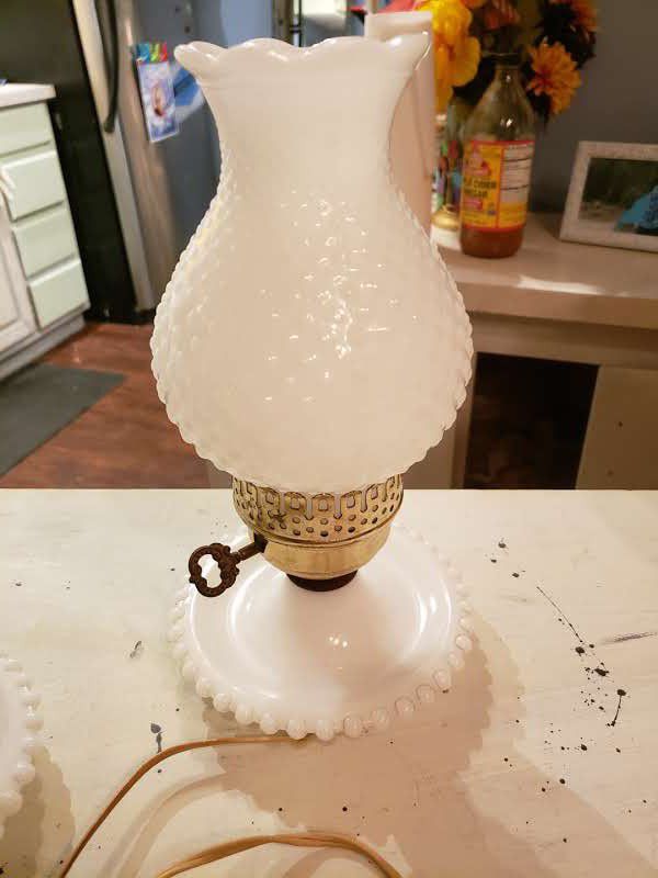 Pair of RARE Milk White Vintage Lamps