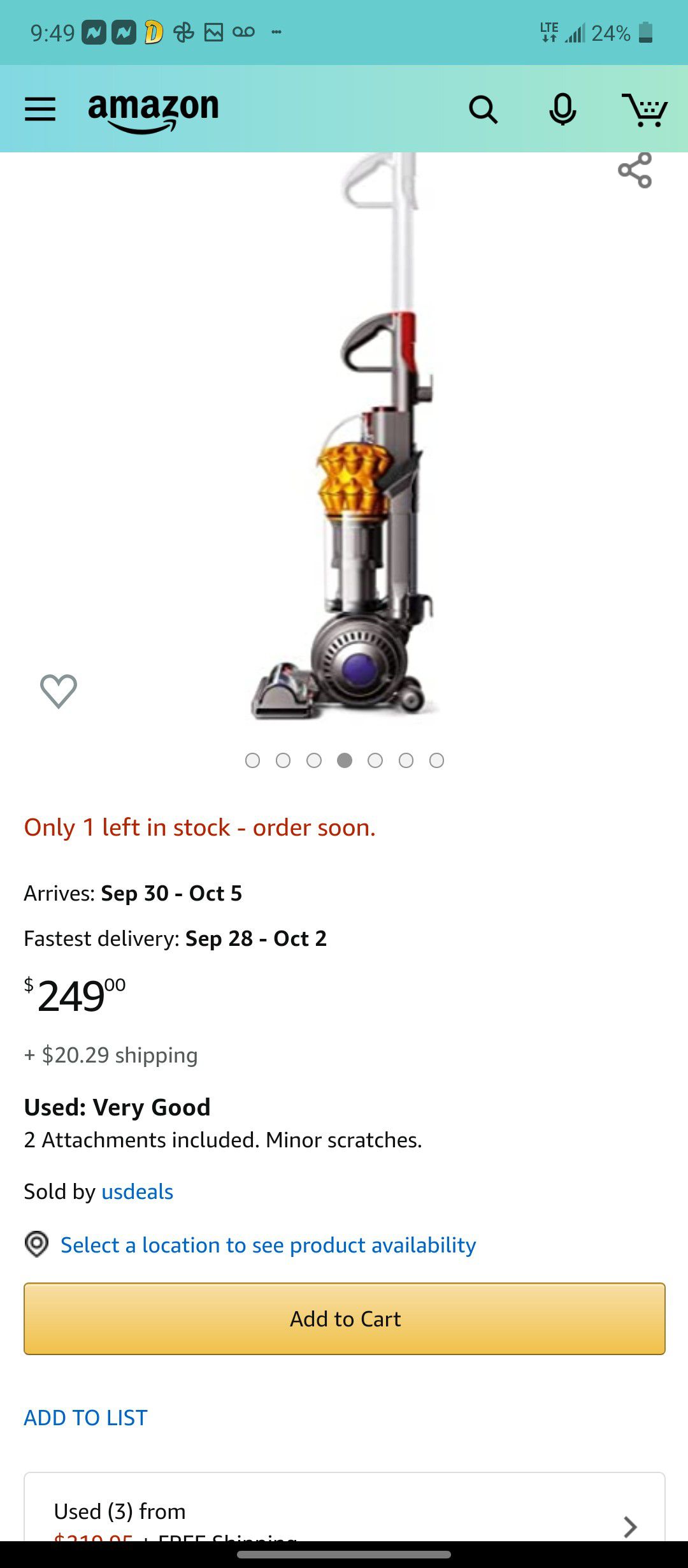 Dyson small ball vaccum used only twice