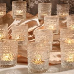 18 Pack Clear Votive Candle Holders Tea Light Candle Holders Bulk Tealight Glass Candle Holders 