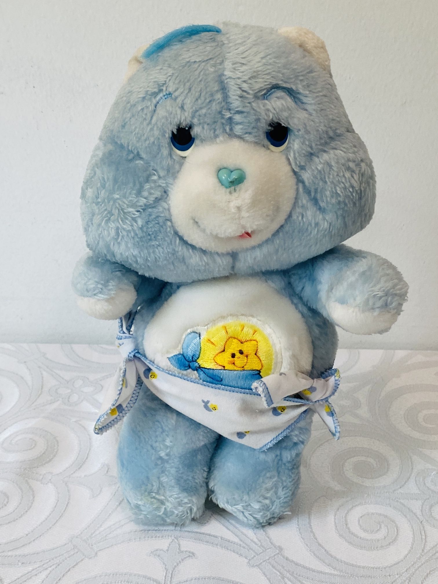 Vintage BABY TUGS CARE BEAR 11" Plush Kenner Blue W/Diaper EUC
