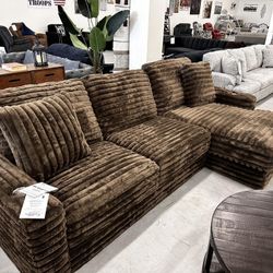 Brown Teddy Bear Fabric Costumize Corduroy Sectional Couch Set 🌟 Color Options Fast Delivery 
