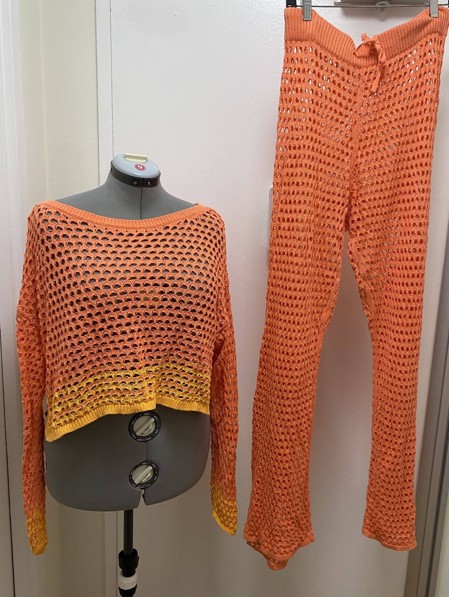Orange Knitted Crochet Style Set