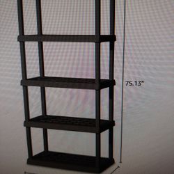Starlite 5 Shelf Plastic Storage Shelves, Heavy Duty Shelving Rack Unit For Garage,