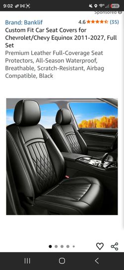Chevy Equinox 2011-2027 Full Set Black Leather Seat Covers – Custom Fit