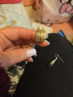 Crystal Hoop and Drop Earrings Set