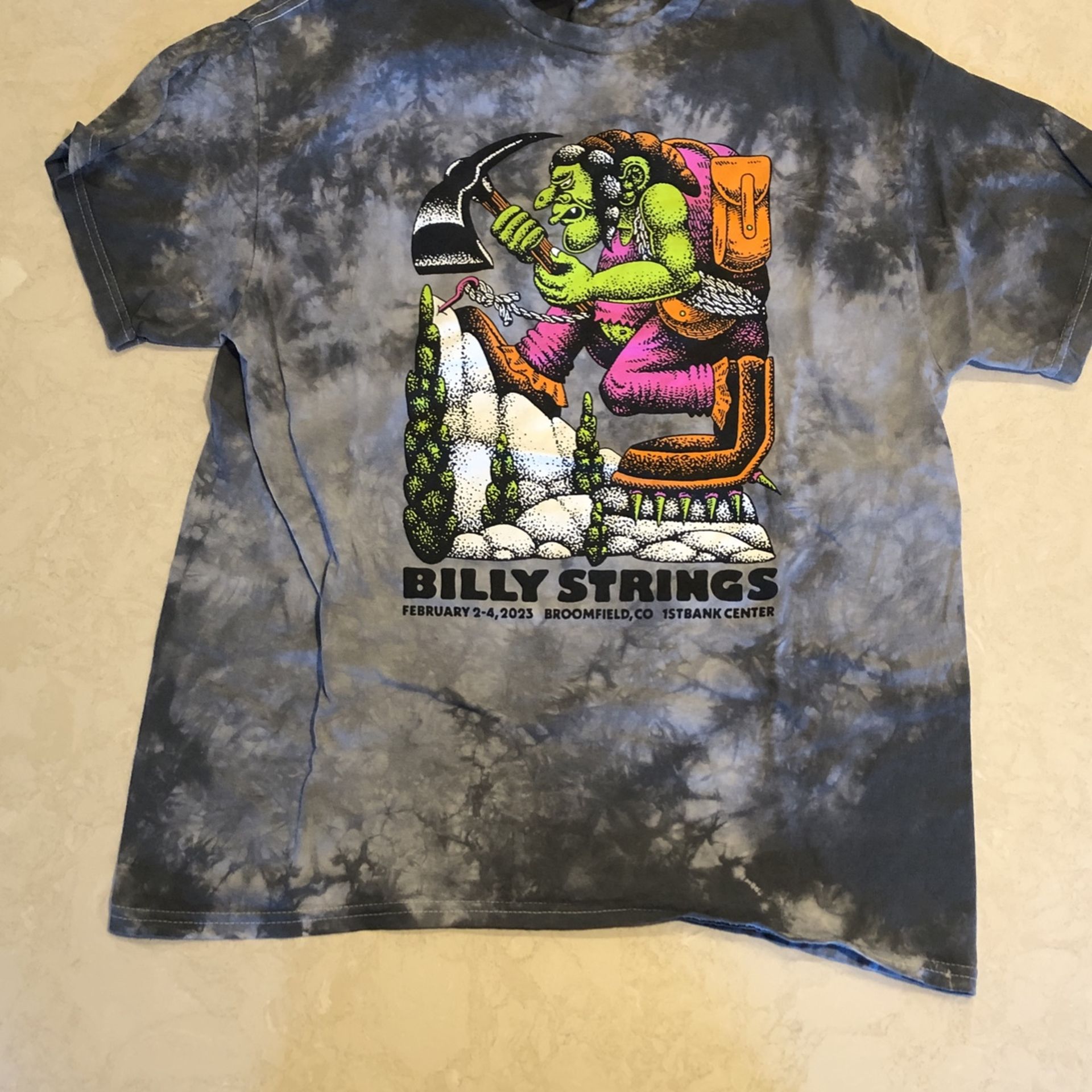Large Billy Strings Tie Dye Shirt Broomfield CO Tour Shirt