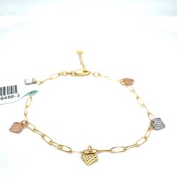 14Kt Tri Color 7-8” Squares Bracelet 1.90g 199466/3
