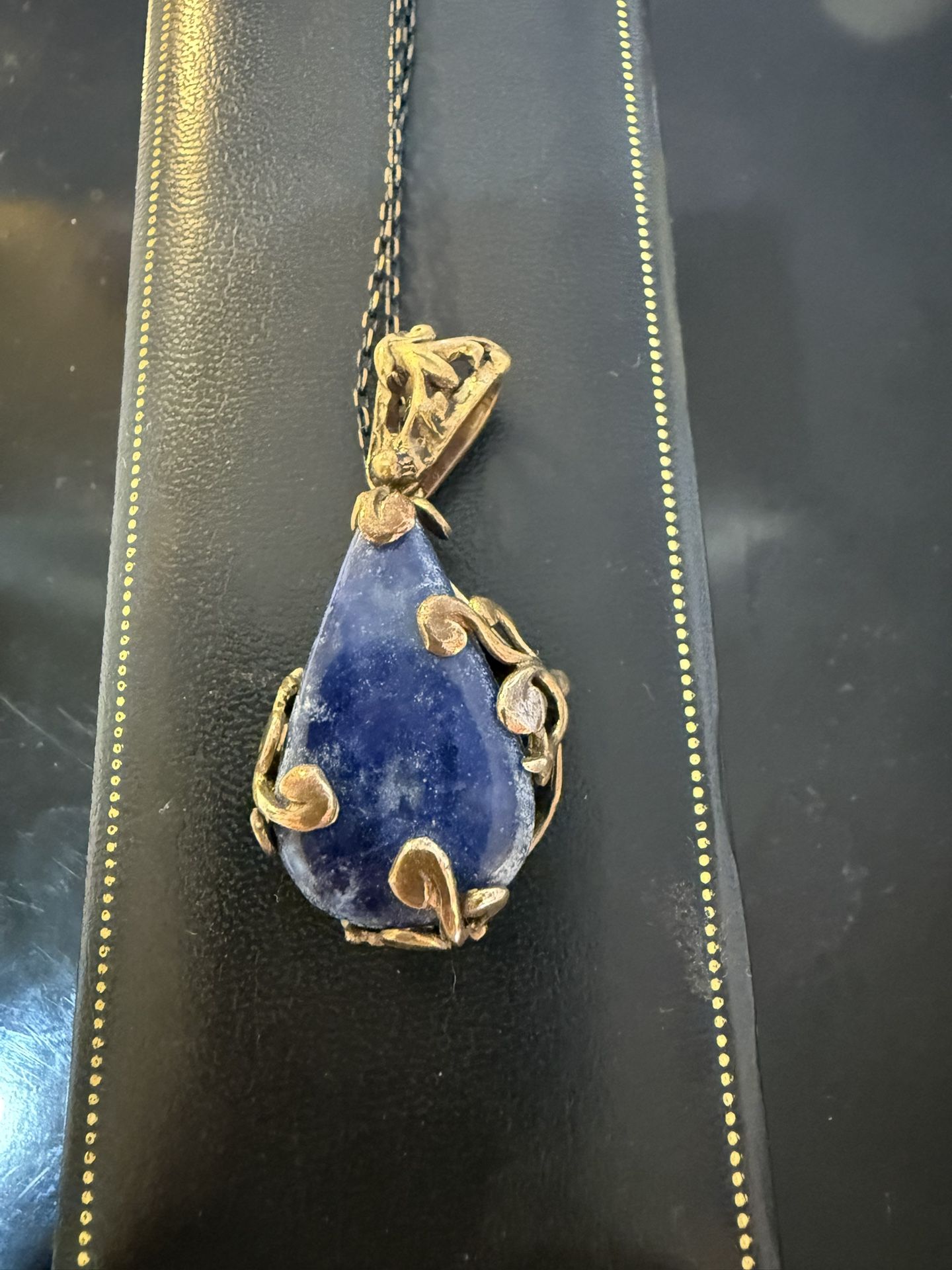 Vintage Blue Stone Pendant In Filigree Setting