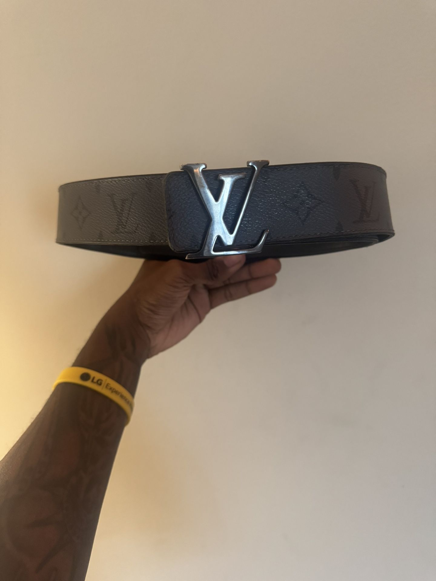 Louis Vuitton Grey Monogram Belt With LV Buckle