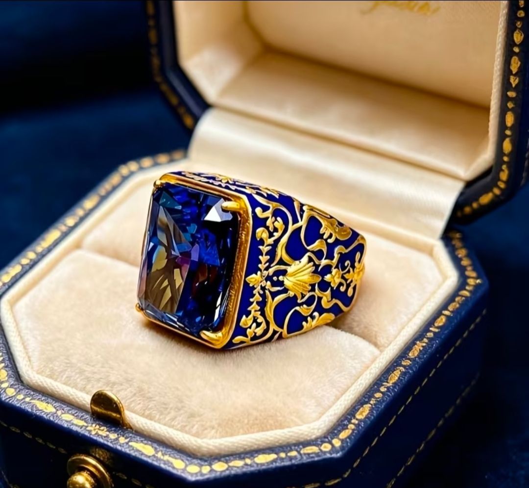 Ring Blue Gold Sapphire ๐ Elegant Brand New