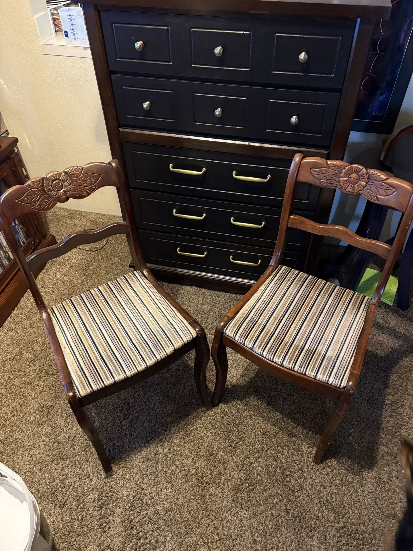 2 Early 1900’s Hand-Carved Mahogany Antique Chairs