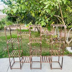 Large Wood Plant Flower Stand Shelves For Indoor Outdoor Patio   Length 56", Width 12", Height 47" New Condition Assembled 