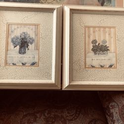 2 pictures framed in cream 20 both