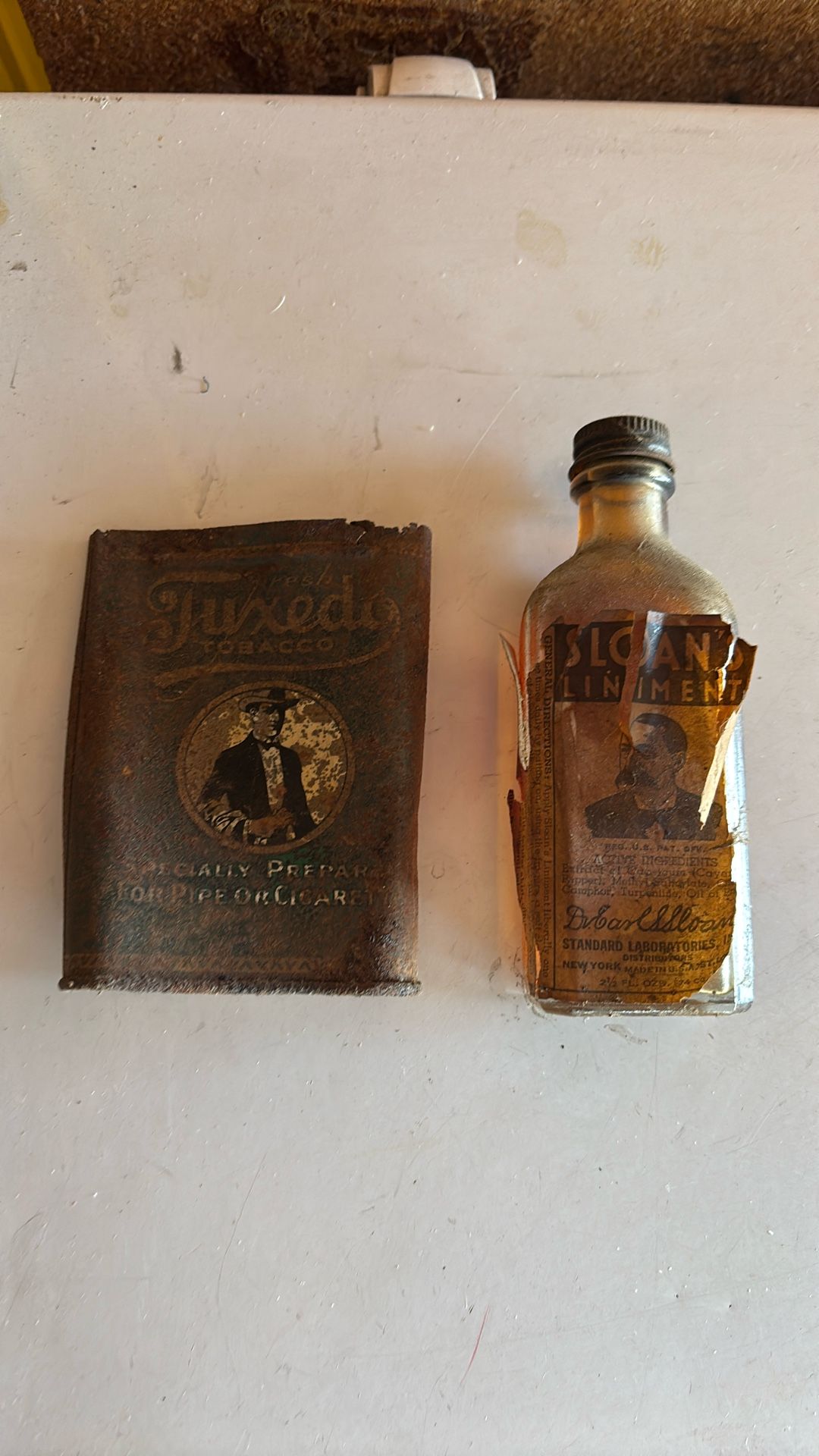 Antique Tin And Bottle