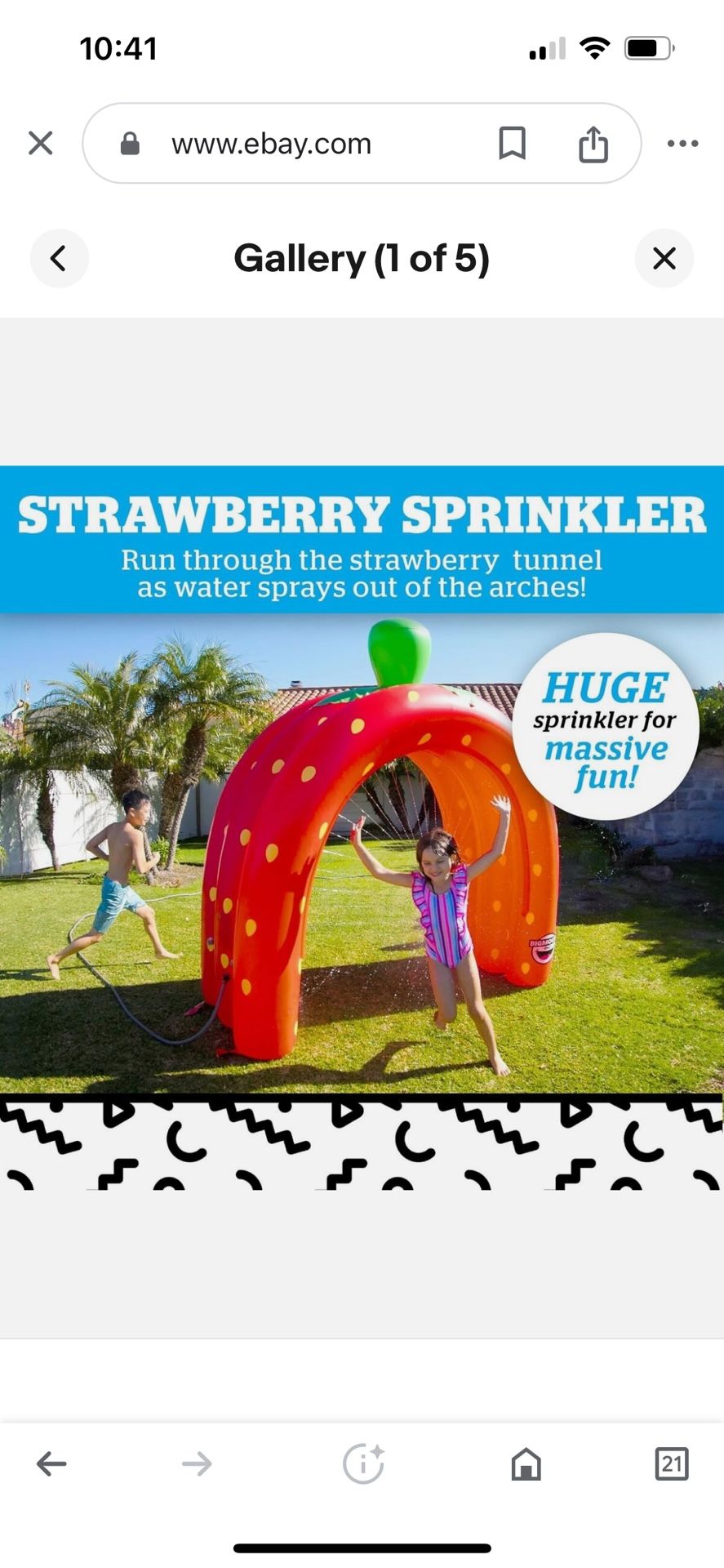 Bigmouth 22-Bys-4316-Sc Inflatable 7FT Tunnel Yard Sprinkler, Red Strawberry 