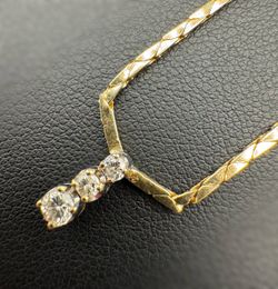 Jewelry 14k solid yellow gold triangle link chain diamonds 0.3CTW necklace 18” 8.30 grams