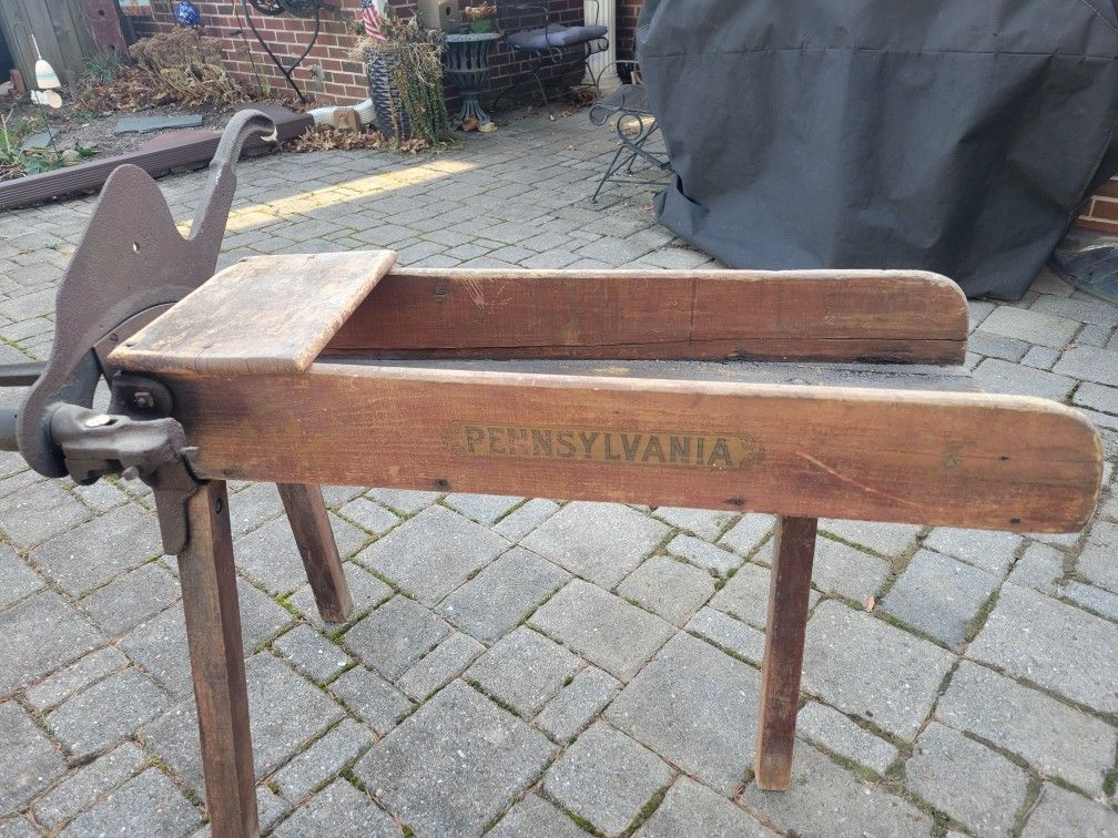 Antique Wood Pennsylvania Broom Chopper