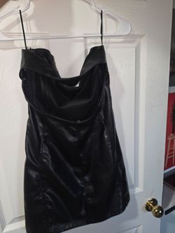 Black leather dress