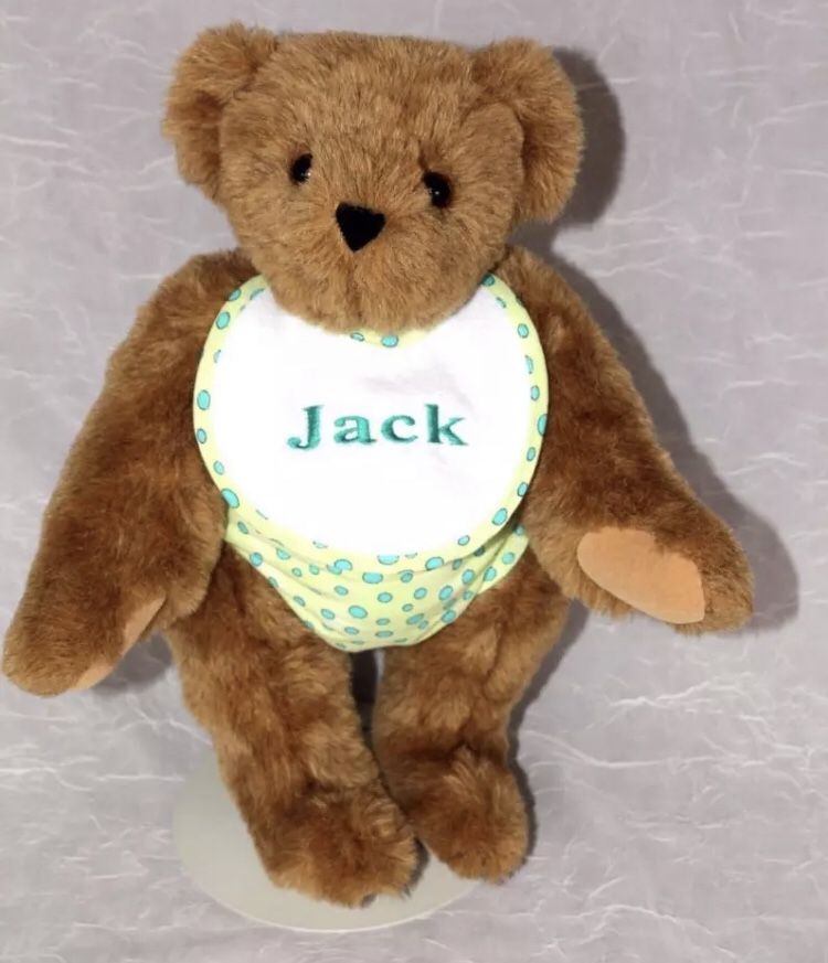 VERMONT TEDDY BEAR - BABY BEAR "JACK" WITH BIB AND DIAPER -
