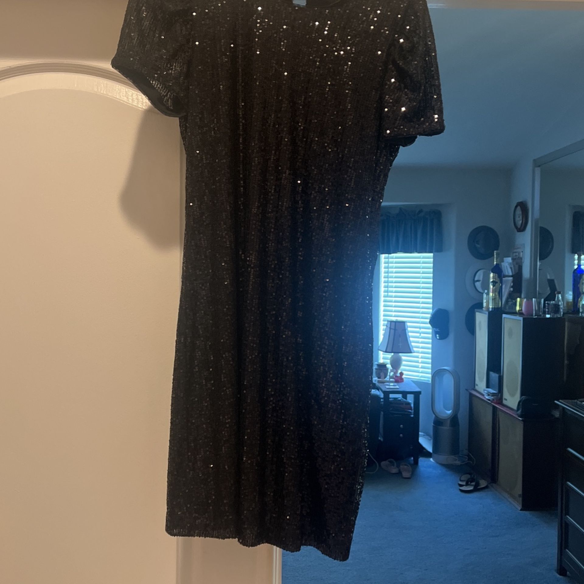 Beautiful Black Sequined Dress D Nylon