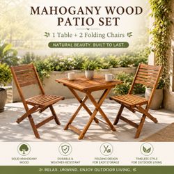 Brand New Mahogany Wood Patio Set – $199