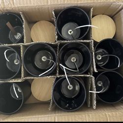 9oz Matte Black Glass Candle Jars w/ Wooden Lids & Wicks (Set of 9)